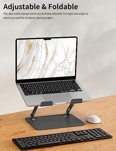 SOUNDANCE Adjustable Laptop Stand for Desk, Metal Riser 10-15.6", Black
