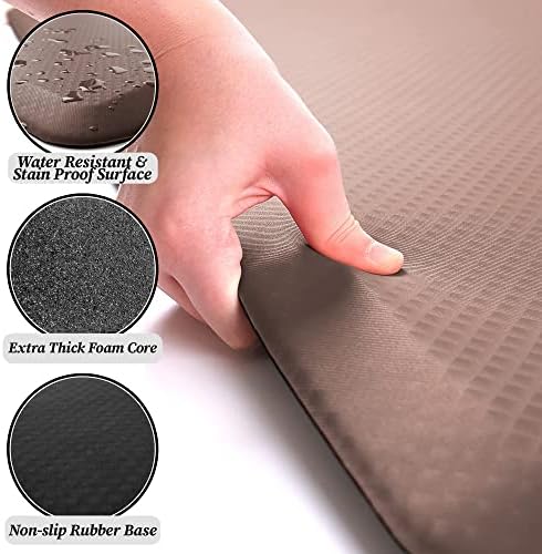Zulay Home Large 20 x 32 Inch Anti Fatigue Floor Mat - 3/4 Inch Thick Cushioned Kitchen Mats for Standing - Comfortable Padded Floor Mats for Standing Work Desk - Memory Foam Kitchen Mat - Brown