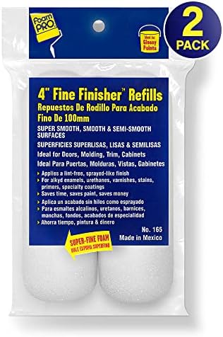 FOAM PRO 00165 4-Inch Roller Oils and Clears Refills, Fine Finish, 2-Pack