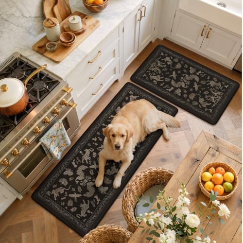 LEEVAN Anti Fatigue Kitchen Mats for Floor, Cushioned Kitchen Mat Set 2PCS