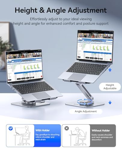ORICO Adjustable Laptop Stand with 360° Rotating Base, Aluminum ST10-Silver