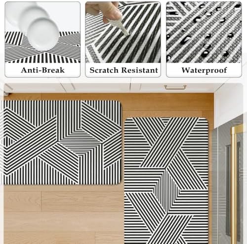 KIMODE Anti Fatigue Kitchen Mats, Padded Kitchen Floor Mats 17"x47"+17"x29"