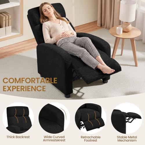 Yaheetech Recliner Chair with 3 Adjustable Angles Living Room Chairs Black