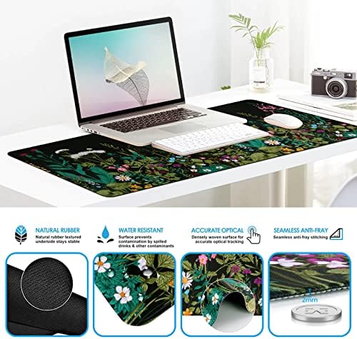 iCasso Floral 4in1 Writing Pad, 35.4"x15.7" Work Mat for Workspace
