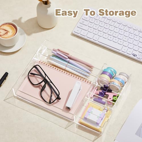 Briwooody Clear Acrylic Drawer Organizer,5 Compartments,Large