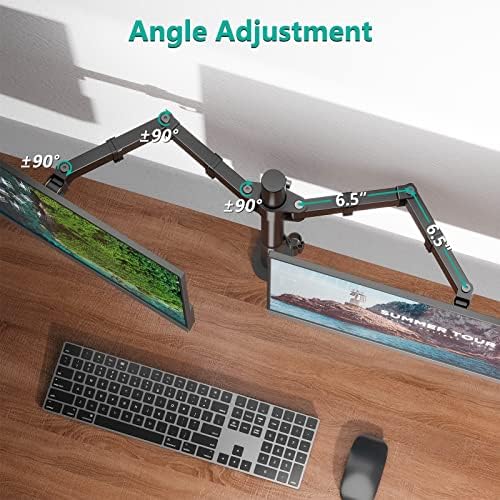 WALI Articulating Dual Monitor Stand for 13-27 inch Screens, 22 lbs per Arm