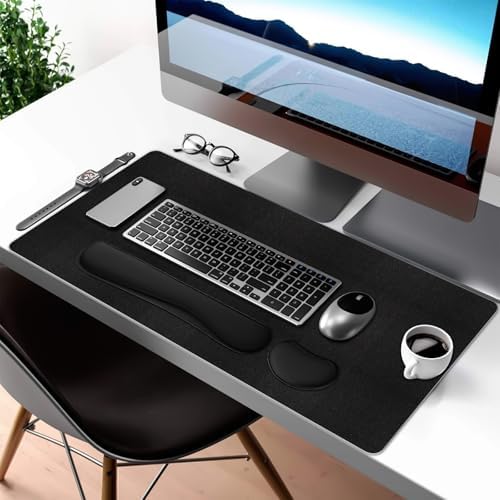 Desk Mat Set,3-in-1 Mouse Pad with Wrist Rest and Keyboard Pad