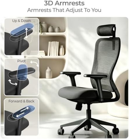 Tervo Model Y - Folding Ergonomic Office Chair - 3D Adjustable Arms