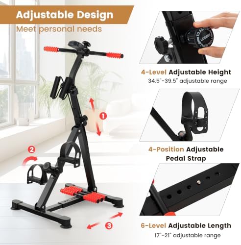 Pedal Exerciser Bike for Seniors, Hand Arm Leg Knee Physical Therapy Exercise Bike with Monitor