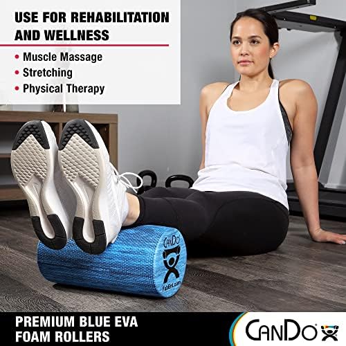CanDo Premium Blue Marble EVA Foam Roller for Muscle Restoration, Massage Therapy, Sport Recovery and Physical Therapy 6" x 12" Round