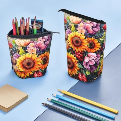 Sunflower Flower Bee Standing Pencil Case