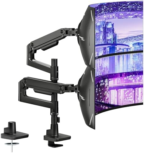 Dual Monitor Arm Desk Mount for 17-49 Inch Monitors Holds 44 lbs, Black