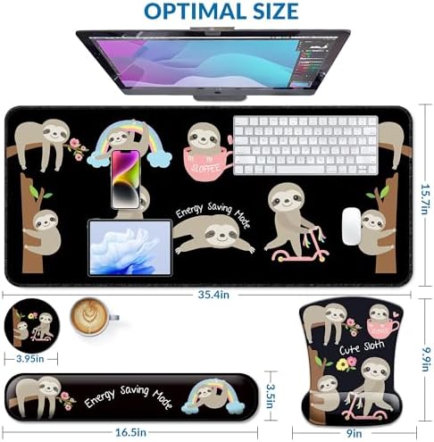 Desk Mat Set Keyboard and Mouse Pad with Wrist Rest Support