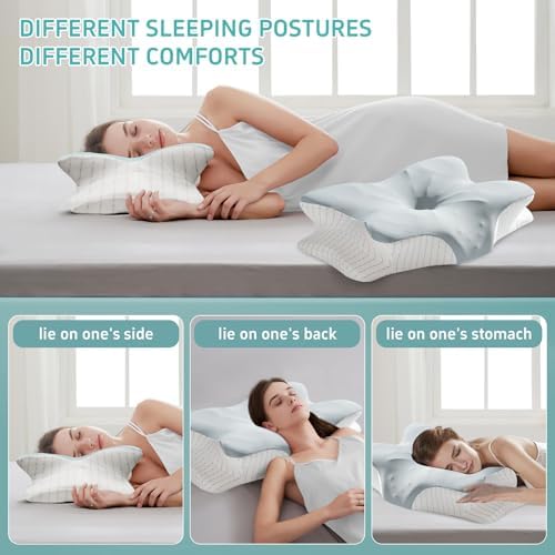 Cervical Pillow, Butterfly Shape Ice Silk Foam (Gray)