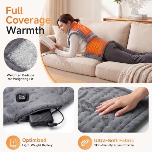 Cordless Heating Pad for Neck and Shoulders Back, 10000mAh Battery,2 Packs