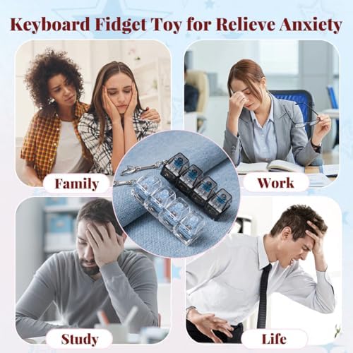 2 Pcs LED Keyboard Fidget Toy, Clicky & Creamy Fidget Clicker Keychain