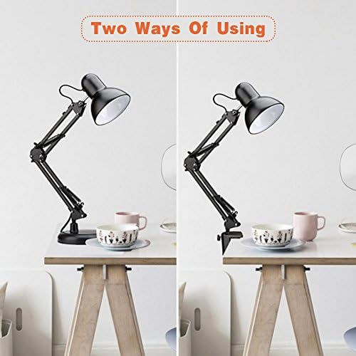 PowerKing Metal Swing Arm Desk Lamps, Adjustable Architect Lamp, Black