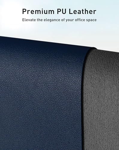 Aothia Faux Leather Desk Mat - Large Mouse Pad, Non-Slip PU Leather Blotter, Waterproof Writing Surface for Office and Home (Dark Blue, 63" x 24")