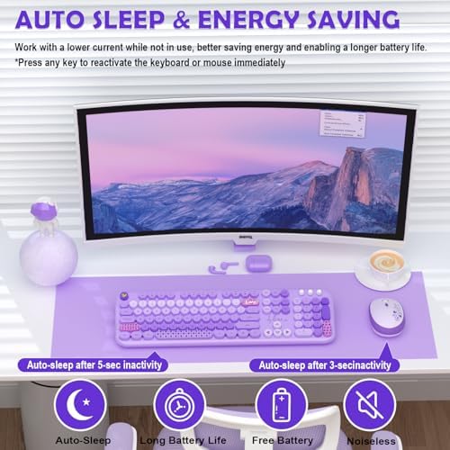 MOFII Keyboard and Mouse Wireless, 104 Keys Lovely Cute Colorful Typewriter