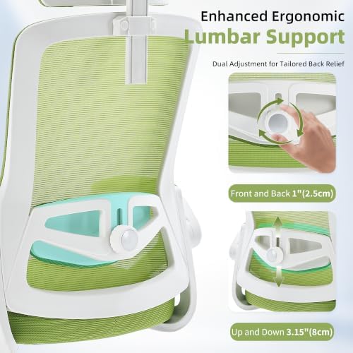 Ergonomic Mesh Office Chair with 2D Adjustable Headrest and Lumbar Support