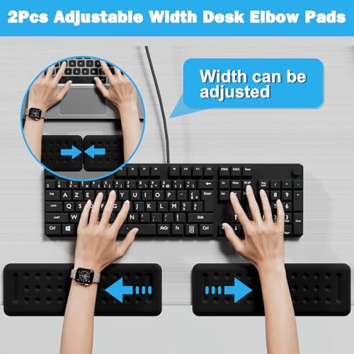 Leolee L-Shaped Desk Elbow Pads for Desk, Black Memory Foam Arm Rest