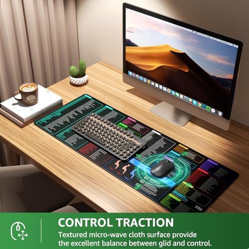 KTRIO Excel Shortcuts Mousepad, Desk Mat, 31.5 x 11.8 in, XL