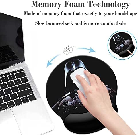 Black Mouse Pad with Wrist Rest,Non-Slip Rubber Base for Comfortable Gaming Mousepad - Ergonomic Mouse Pads with Wrist Support Suitable for Laptop Desktop and Work, Office Desk Accessory