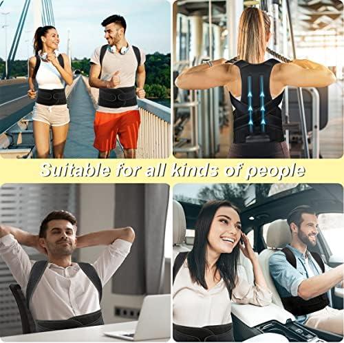 Posture Corrector for Women & Men - Adjustable Back Brace, Lumbar Support for Pain Relief, Scoliosis & Hunchback Correction, Spine Alignment Aid L(33"-37")