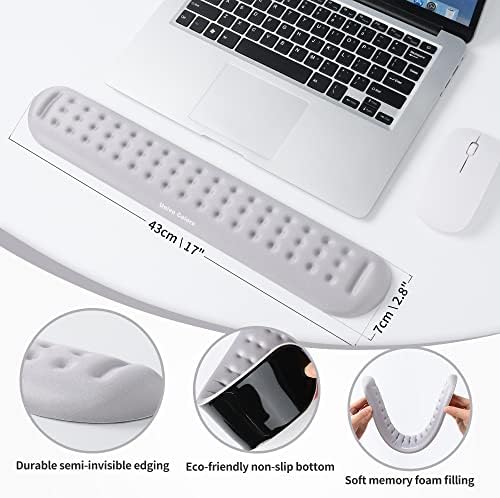 Univo Colors Gray Superfine Memory Foam Keyboard Wrist Rest Soft Gel Ergonomic Wrist Support Pad for Computer, Laptop, Office, Gaming, Typing