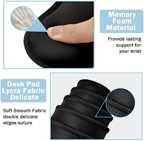 Large Mouse Pad and Keyboard Wrist Rest, Desk Pad for Keyboard and Mouse, 4-in-1 Large Gaming Mouse Pad with Wrist Support, Desk Mat for Home Office Study Game-Black