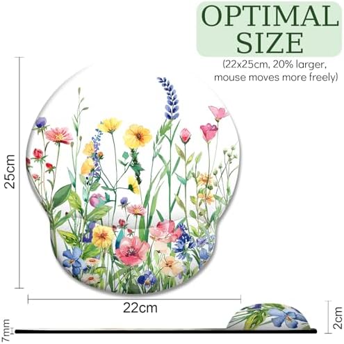 LIMKRIAN Flower Ergonomic Mouse Pad with Wrist Rest, 9.8 x 8.6 in
