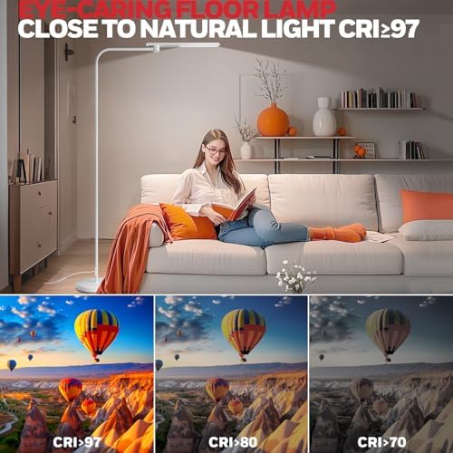 Honeywell LED Floor Lamp Dimmable Gooseneck Reading Living Room Bedroom 77"