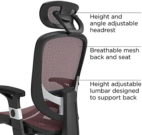 Staples Hyken Ergonomic Mesh Task Chair, Lumbar Support, Swivel, Maroon