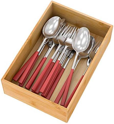 Bamboo Kitchen Drawer Organizer 9"x 6", Storage Box for Utensil Organizer