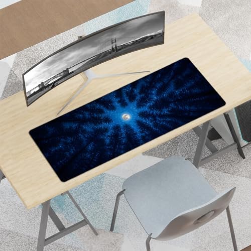 Moon Forest Gaming Mouse Pad,Night Large Desk Mat, 31.5x11.8x0.12in Extended Non-Slip Rubber Pine Art Mousepad, Computer Deskmat Gifts, Laptop Mice Pads Decor for Office Home