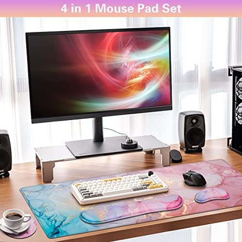 Canjoy Desk Mat with Keyboard and Mouse, Desk Pad with Wrist Rest Support