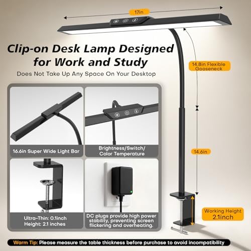 LED Desk Lamp, Desk Lamps for Home Office with USB Charging Port and 3000mah Battery, Eye-Caring Table Lamp with 5 Color Modes and 5 Brightness Levels, 30/60mins Timer Desk Light for Working, Reading