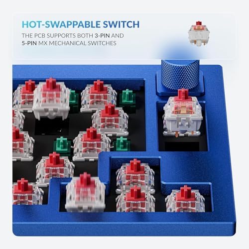 Keychron Q8 Wired Custom Mechanical Keyboard Knob Version, 65% Alice Layout QMK/VIA Programmable with Hot-swappable Gateron G Pro Red Switch Double Gasket Compatible with Mac Windows Linux (Blue)