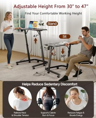Adjustable Height Standing Desk for Walking Pad, Treadmill Desk with Wheels
