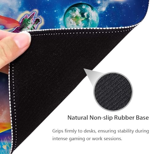 Cool Super Space Cat Mouse Pad, Funny Cosmic Animals Dog Fantasy Desk Mat