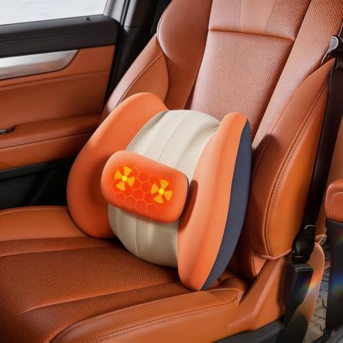 Car Lumbar Support Pillow Back Cushion with Vibration Massage & Heat