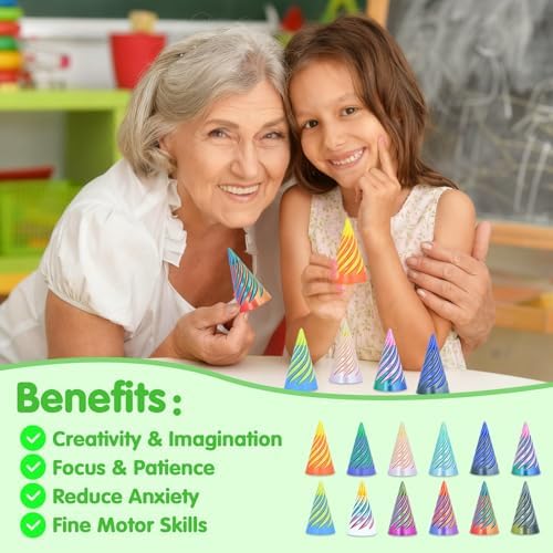 12Pcs Mini Spiral Cone Pyramid Fidget Toy, 3D Printed Impossible Cone Passthrough, Mini Vortex Thread Illusion Desk Deco, Anxiety & Stress Relief, Gift for Adults & Kids (Cone-12 PCS)