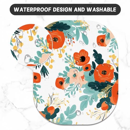 Small Mouse Pad, 6 x 7 Inch, Oval Mini Mouse Pad with Non-Slip Rubber Base for Laptop Wireless Mouse Keyboard Tray Mousepad, Brightly Colored Flowers