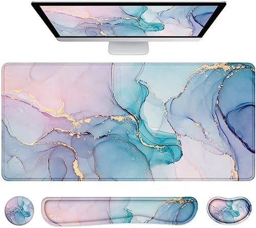 Large Mouse Pad with Wrist Rest, 4-in-1 Wrist Rest for Keyboard and Mouse