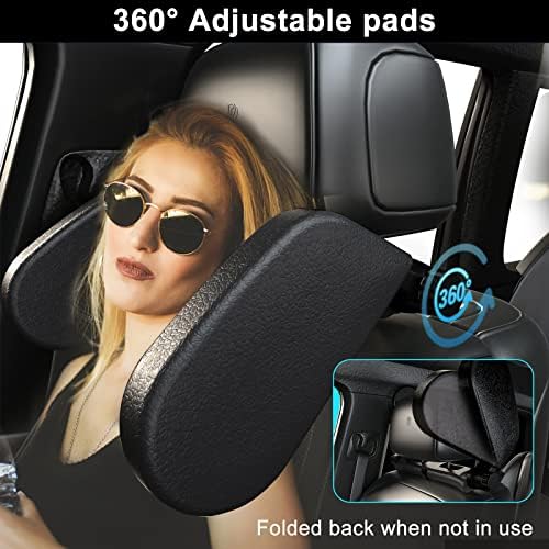 Car Headrest Pillow, Roadpal Adjustable Sleeping Headrest for Car Seat, Head Neck Support Rest Pillows for Kids Adults Travel, Only fit for Car Seat Headrest with Poles-Black