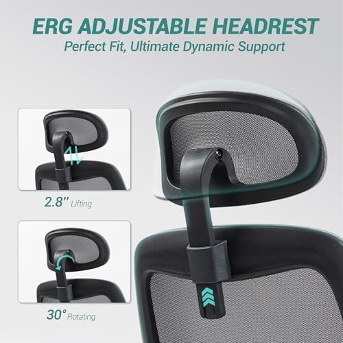 Big and Tall Office Chair 750lbs, Heavy Duty Ergonomic Mesh Desk Chair, 500+lbs Capacity, Extra Wide Seat, High Back Executive Computer Chair for Heavy People, Grey