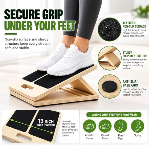 13" Wide Portable Slant Board for Calf Stretching, Calf Stretch Board