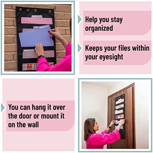 Mr. Pen- Hanging Wall File Organizer, 6 Pocket, Black