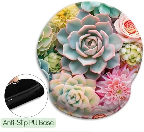 LIMKRIAN Ergonomic Mouse Pad with Wrist Rest, Succulents Office Supplies