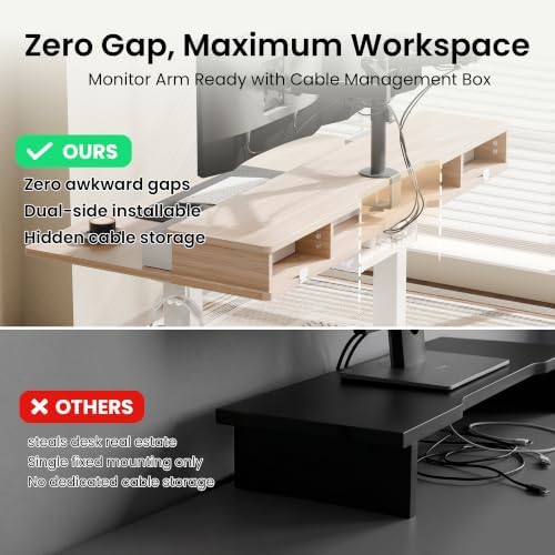 Realbear 55x26 Inch Electric Standing Desk with Drawers, Maple